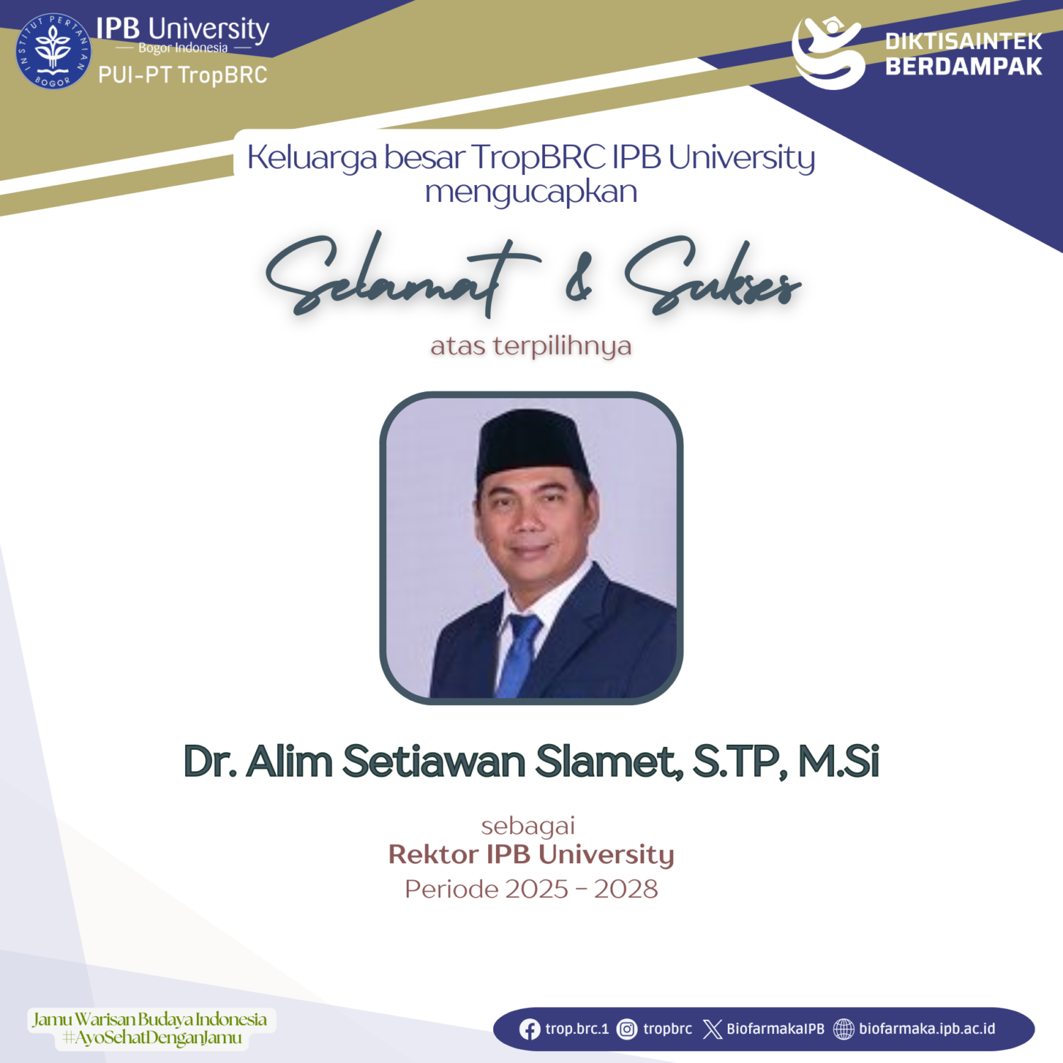 Congratulation to Dr. Alim Setiawan Slamet, S.TP., M.Si.