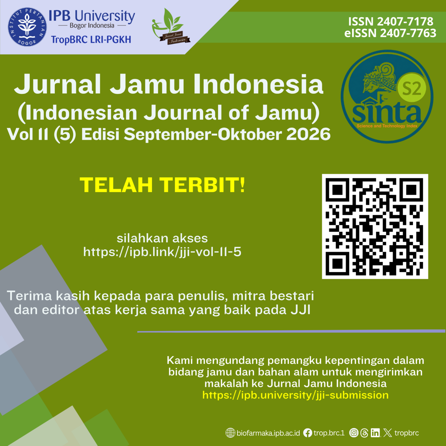Jurnal Jamu Indonesia Vol. 11 No. 5 Has Been Published!