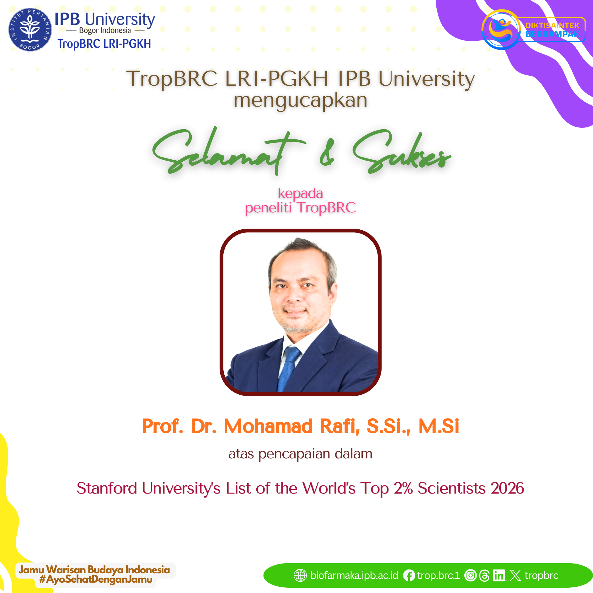 Prof. Dr. Mohamad Rafi, S.Si., M.Si., TropBRC researcher